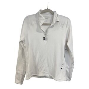 DSG Womens Run Grid 1/4 Zip Pullover Pure White Fleece Mesh DAW24202 NEW Size M